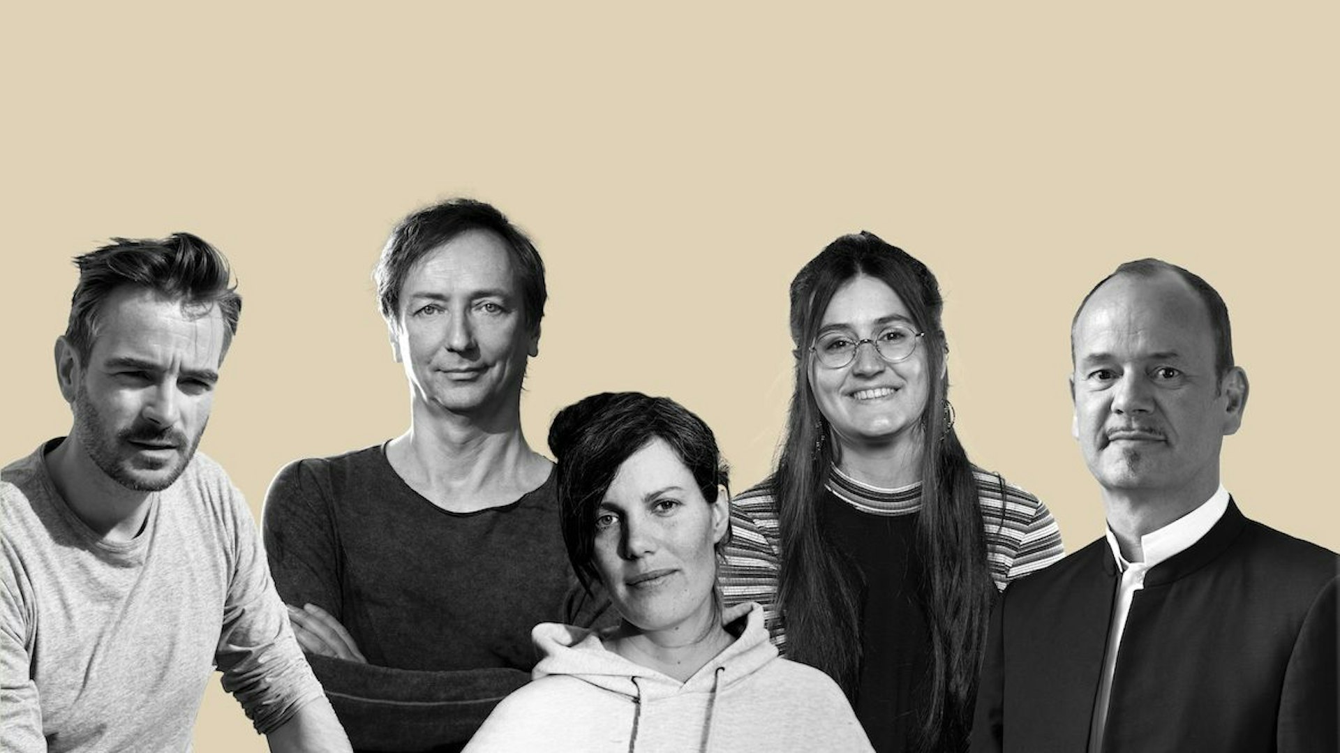 Die fünfköpfige Jury: Mark Bächle, Volker Bertelmann, Sophie Linnenbaum, Gabrielle Selnet, Frank Strobel (v.l.n.r.)